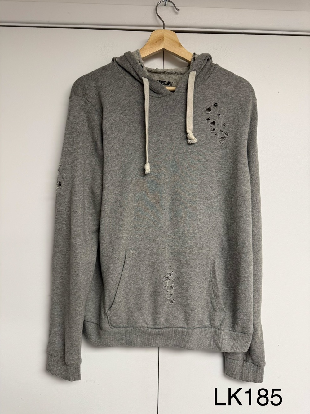 KatieJ NYC Gray Distressed Ripped Hoodie Size M